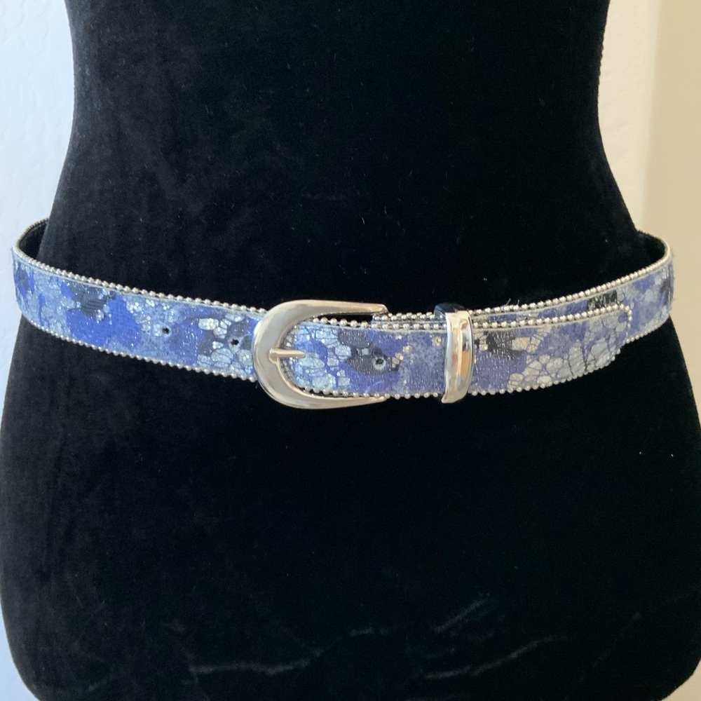 Silver Glitter & Multi Colored Blue Lace Belt S/M